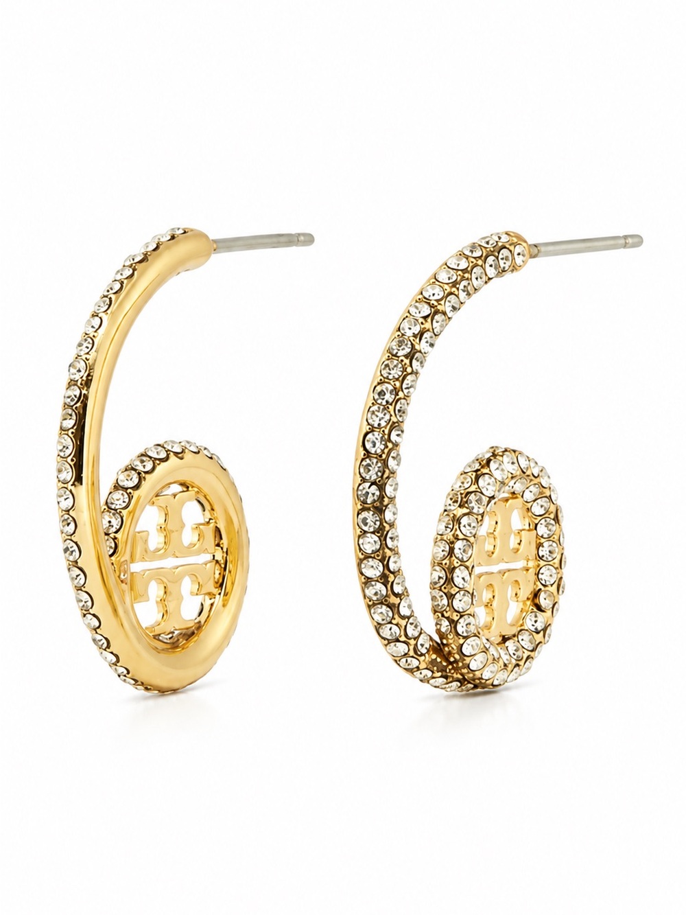 Tory Burch ICON PAVÉ LOOP EARRINGS in gold
